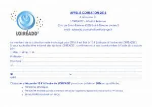 APPEL A COTISATION 2016